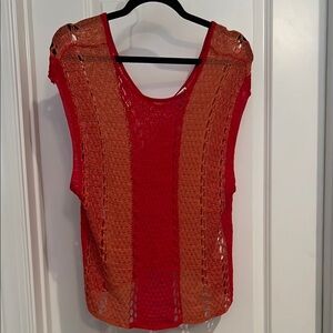 Red and Orange Knit Sleeveless Top